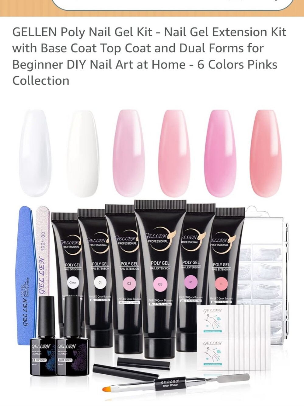 GELLEN | Poly Nail Gel Kit - 6 Colors Pinks Collection